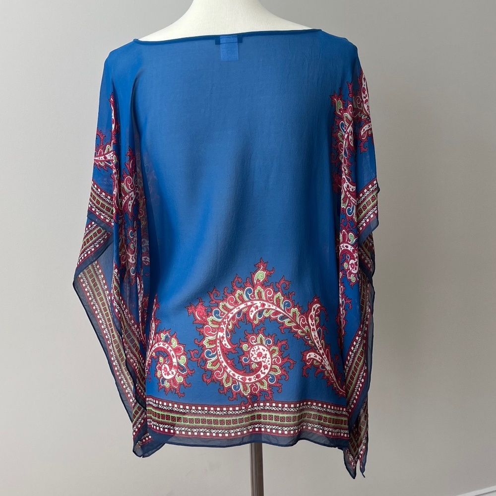 Talbots Small/Medium Blue Patterned 100% Silk Tun… - image 4